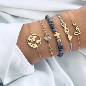 5 Bracelet Anklet Set Infinity Love Turtle